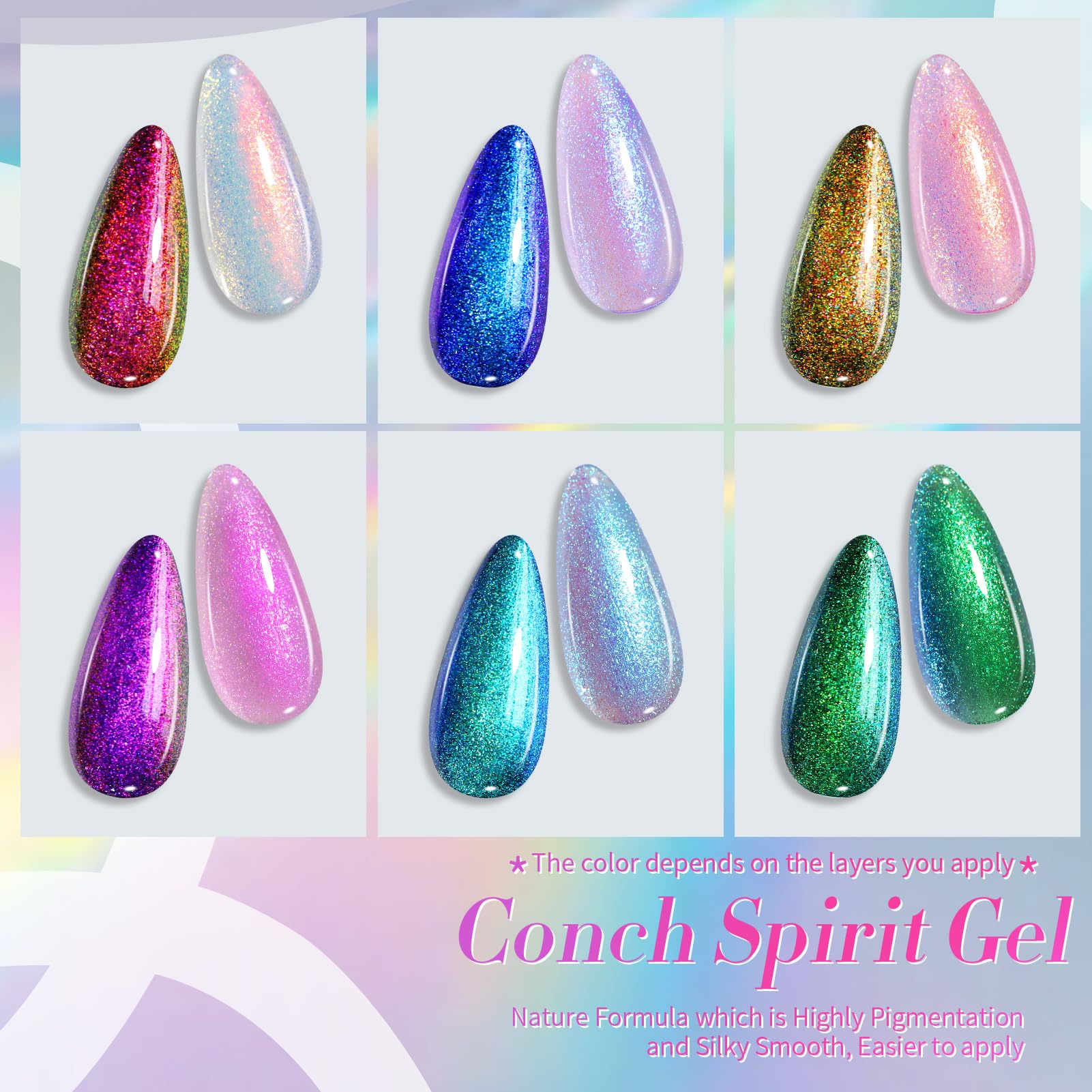 Vernis gel Transparent perle Born Pretty, effet irisé discret.