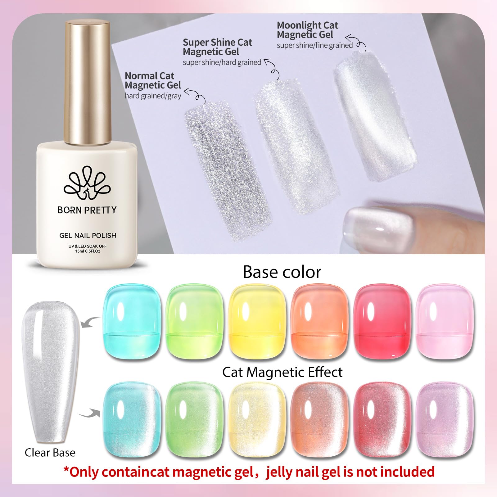 Effet chat magnétique sur ongles Moonlight White par Born Pretty.