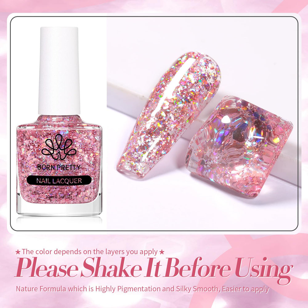 Effet arc-en-ciel sur ongles avec le vernis rose-or Born Pretty