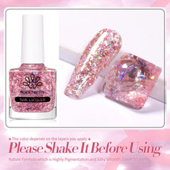 Effet arc-en-ciel sur ongles avec le vernis rose-or Born Pretty