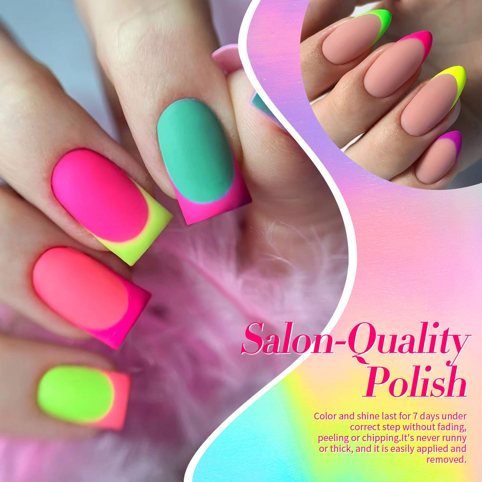 Vernis néon Born Pretty – fini brillant sur chaque couche