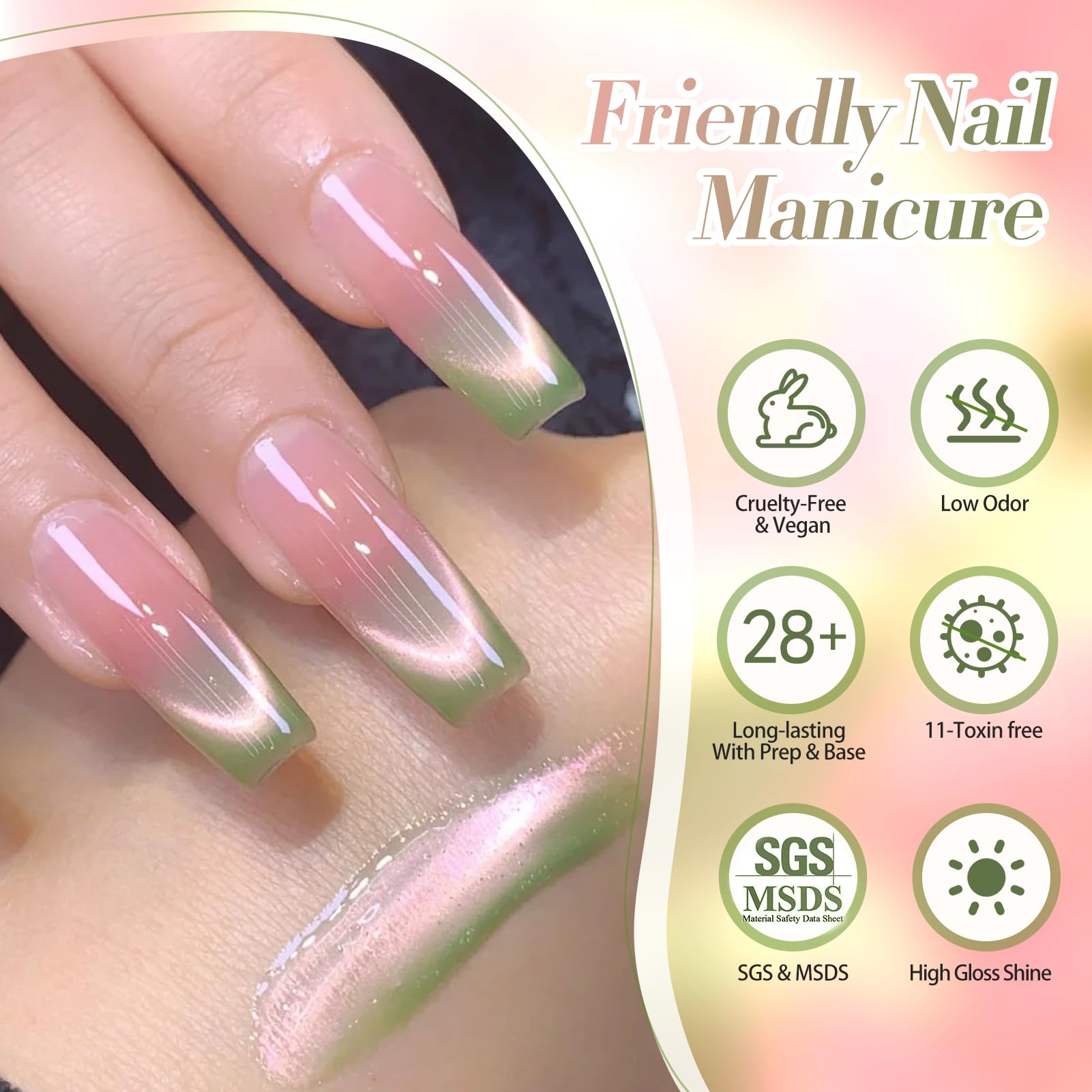 Bonne tenue possible avec base et top coat Born Pretty Chat.