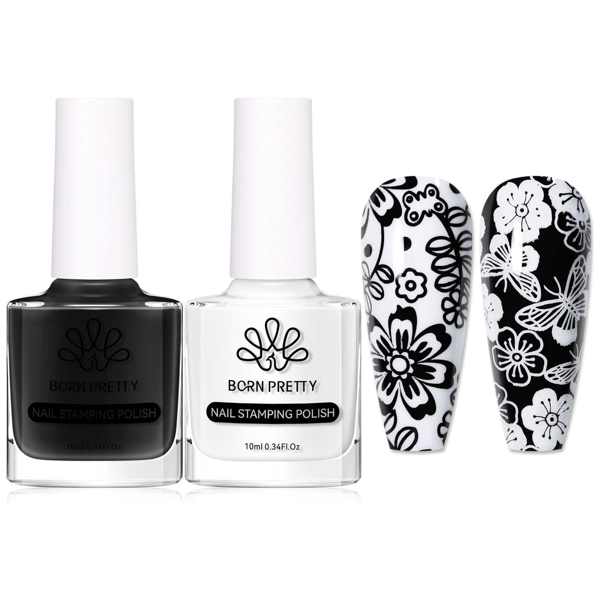 Born Pretty vernis stamping blanc pour motifs nets sur ongles.