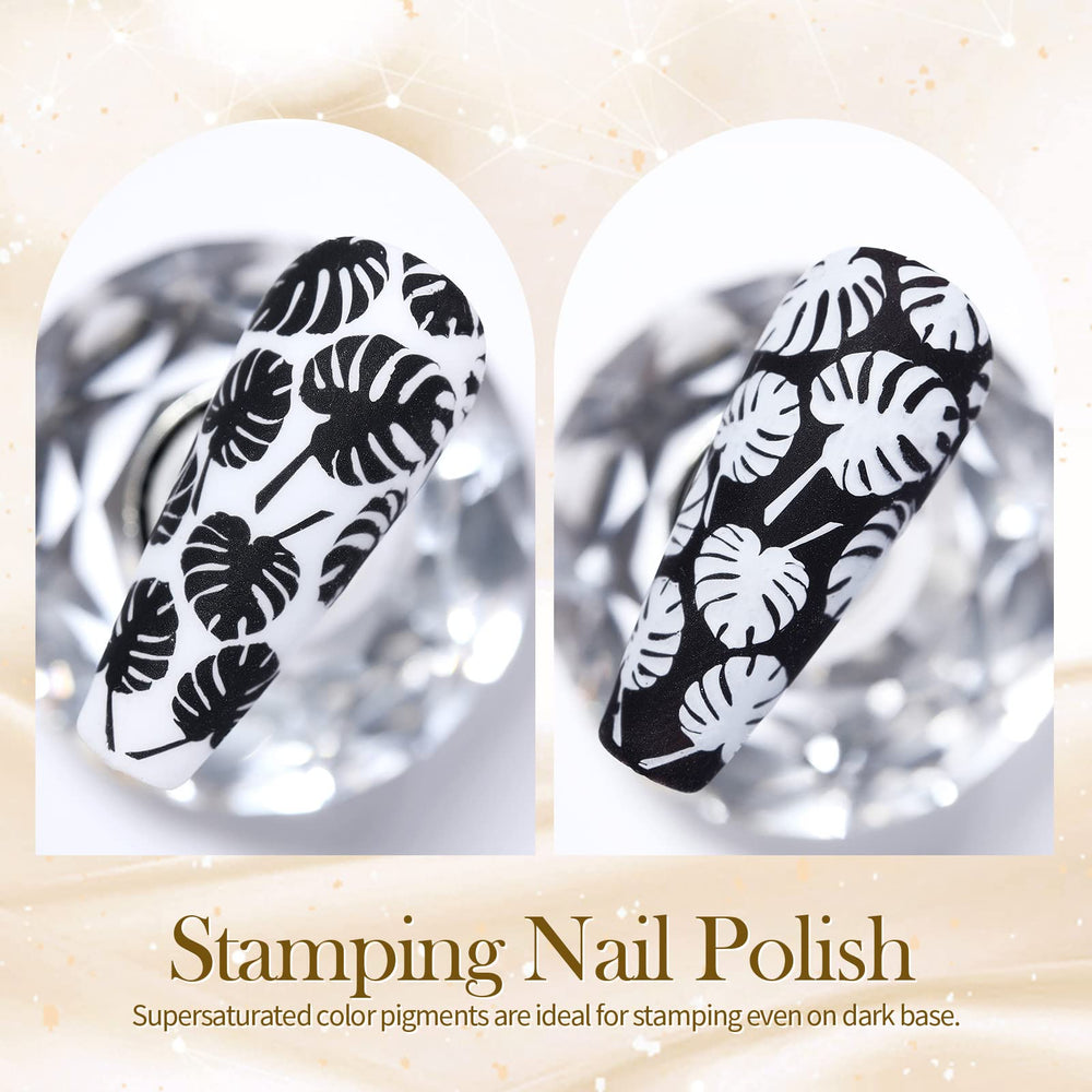 Born Pretty vernis stamping noir pour motifs contrastés.