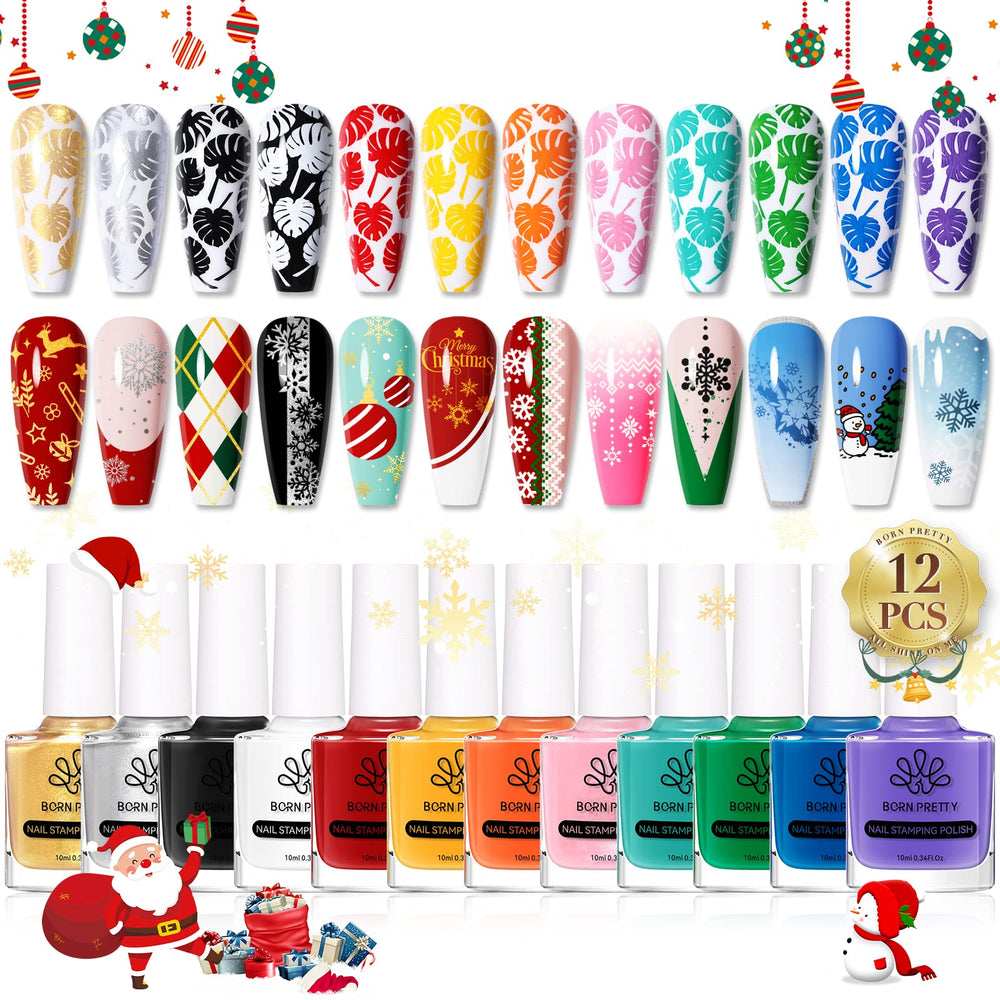 Vernis stamping Born Pretty rouge en flacon, motifs nets et audacieux