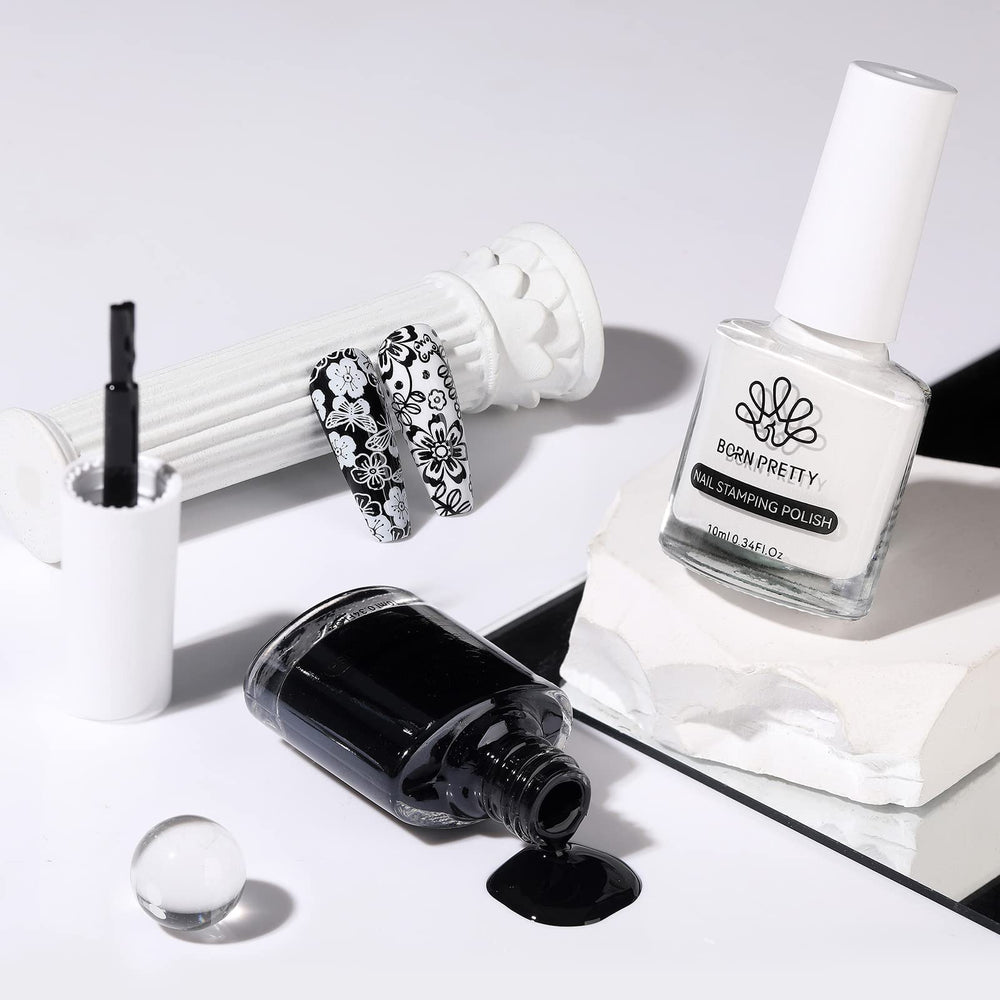 Vernis stamping opaque Born Pretty pour motifs bien définis.