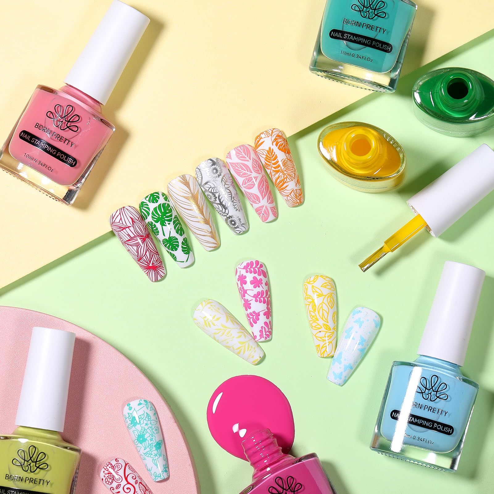 Vernis stamping Born Pretty, application fluide pour des motifs précis sur les ongles.