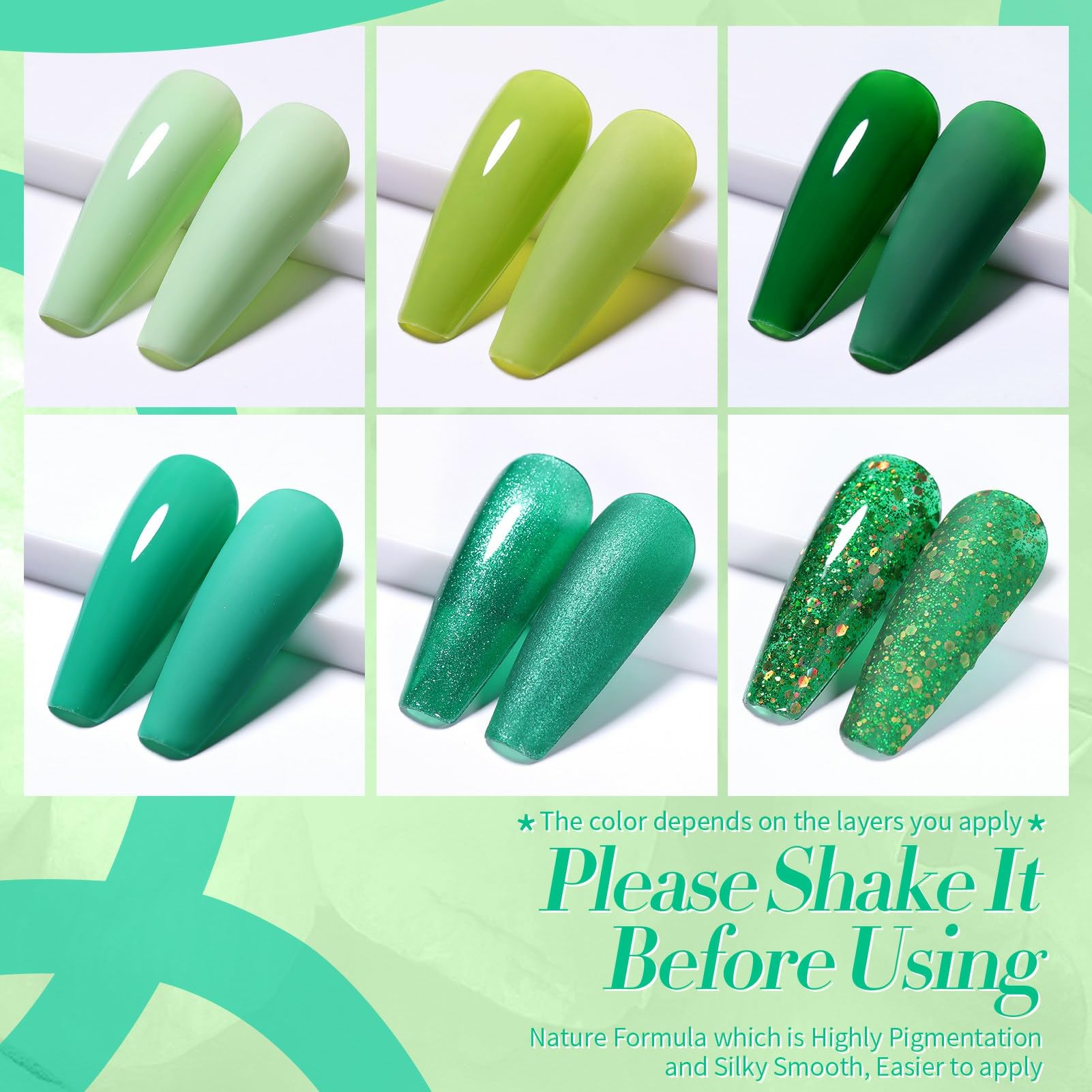 Vernis gel vert forêt Born Pretty idéal pour un look nature.