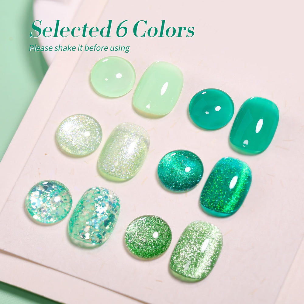 Vernis gel vert paillettes holographiques Born Pretty scintillant