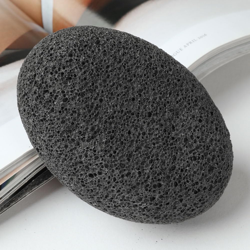 Borogo pierre pumice naturelle pour pieds noir, utilisation sous eau chaude.
