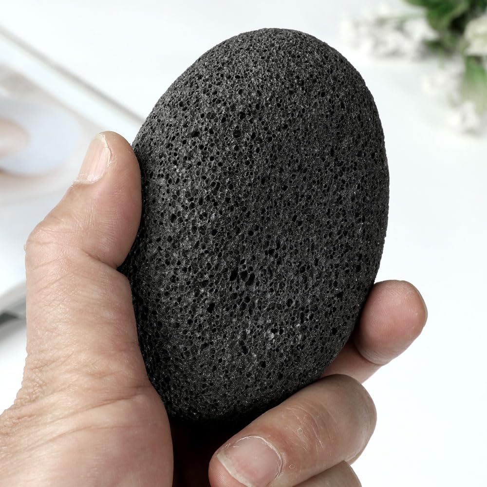 Borogo pierre pumice naturelle pour pieds noir, boucle de séchage.