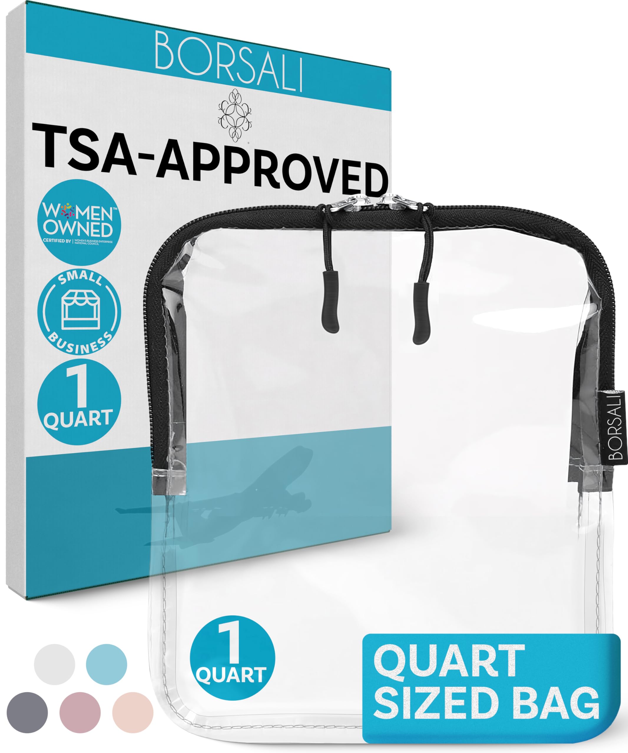 BORSALI trousse transparente 1L, repérage rapide des articles en voyage.
