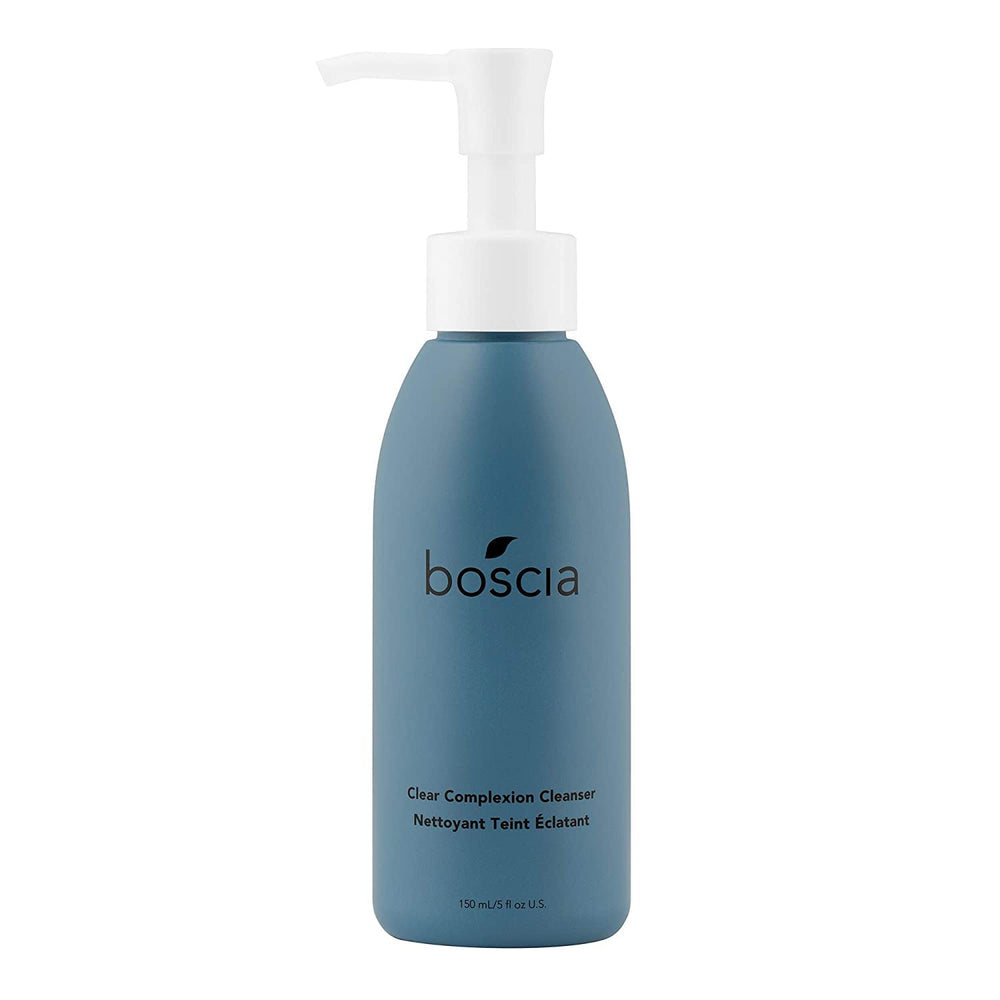Boscia Clear Complexion Cleanser — bouteille translucide prête à purifier les pores et rafraîchir la peau.