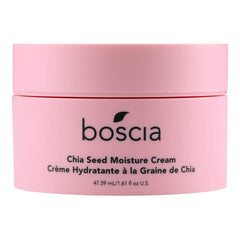 Boscia Crème hydratante aux graines de chia sur flacon; hydratation durable pour peau sèche.