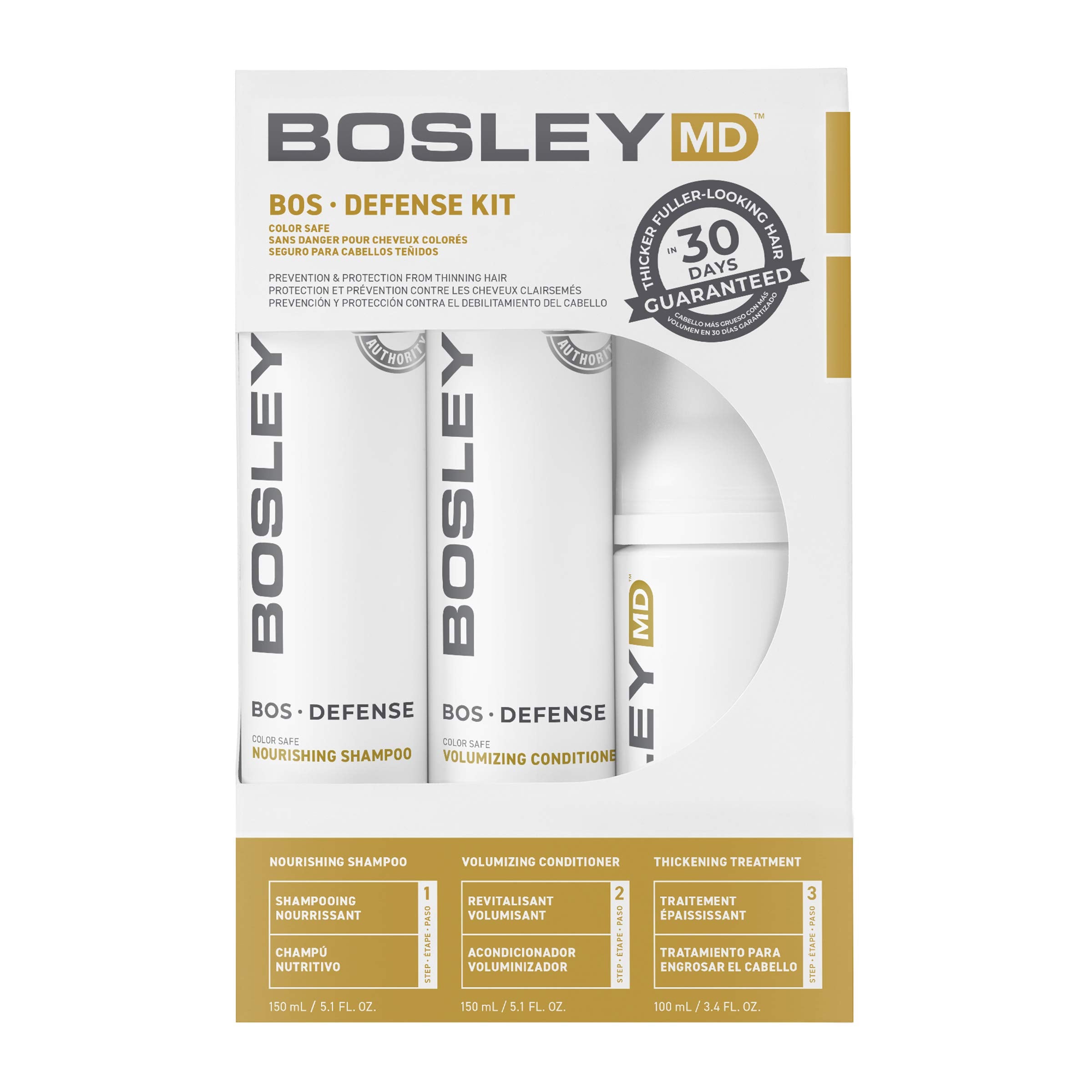 BosDefense shampooing BosleyMD: nettoyage délicat du cuir chevelu et cheveux préparés