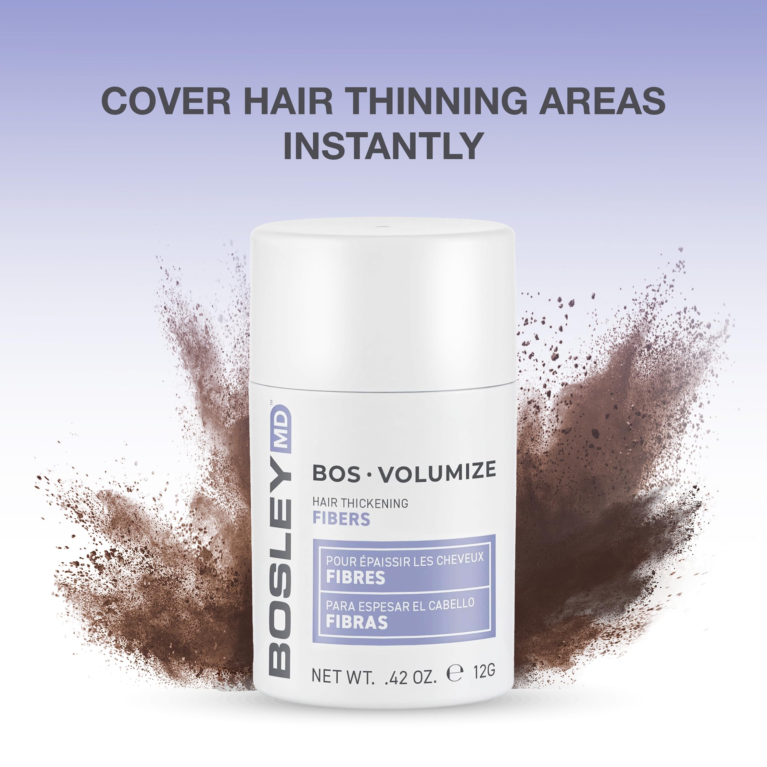 BosleyMD Fibres brun foncé, teinte adaptée aux cheveux sombres.