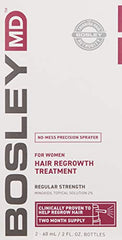 BosleyMD Minoxidil femme – spray-application-goutte pour un dosage simple.