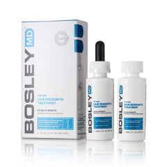 BosleyMD Pro Strength 5% Minoxidil – bouteille doseuse soutenant la repousse potentielle des cheveux.