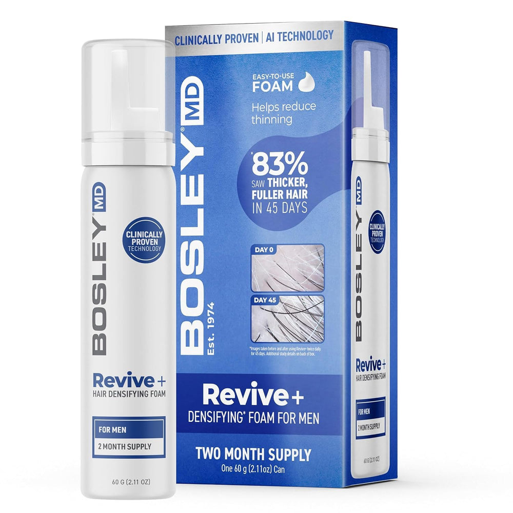 BosleyMD Revive+ densifiante mousse – flacon favorisant des cheveux plus épais.