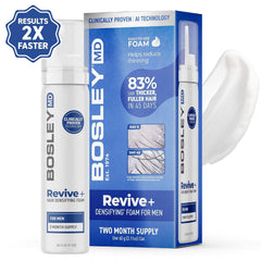 BosleyMD Revive+ densifiante mousse – biotine et huile de pépins de citrouille nourrissent le cuir chevelu.
