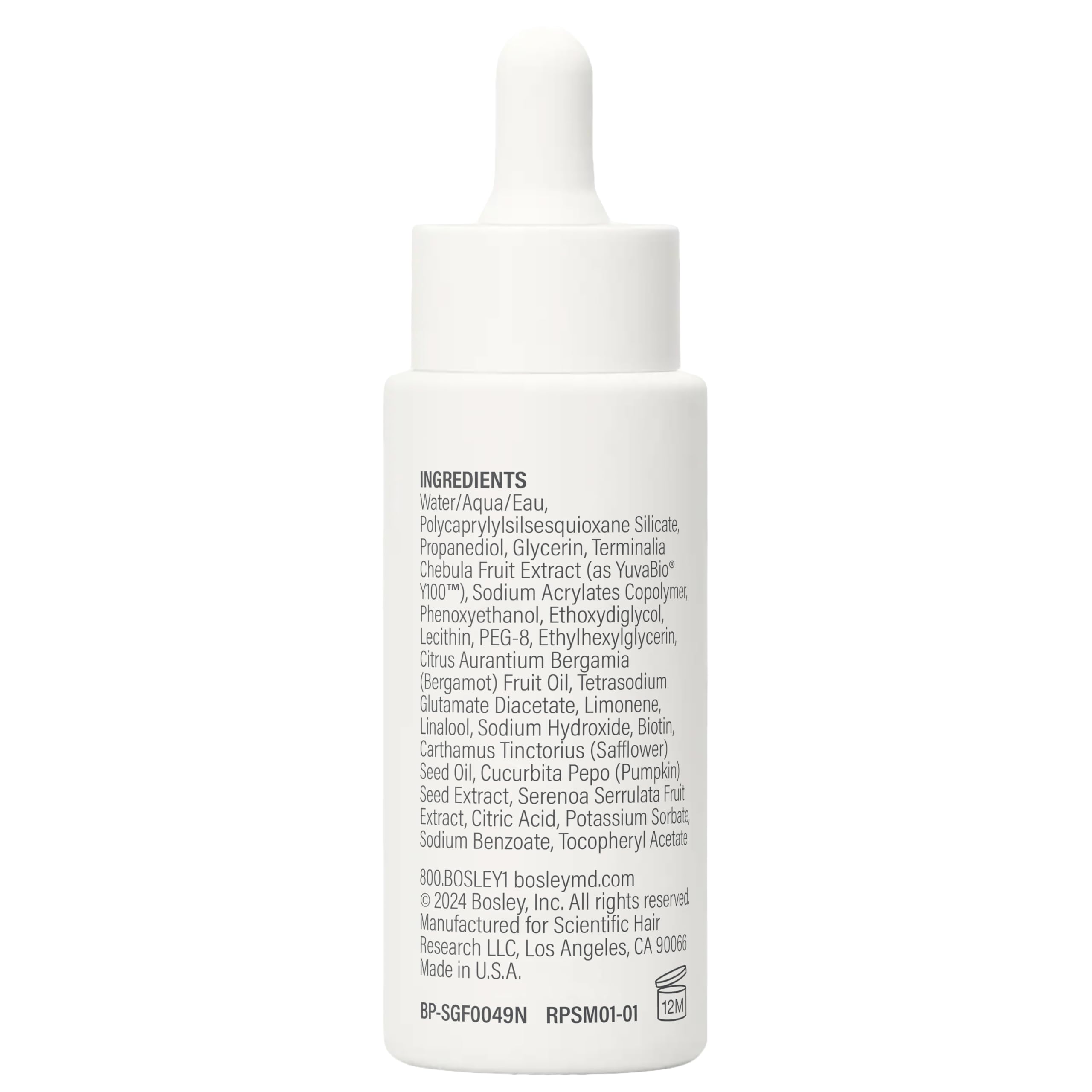 BosleyMD Revive+ sérum, pipette précise pour zones clairsemées.