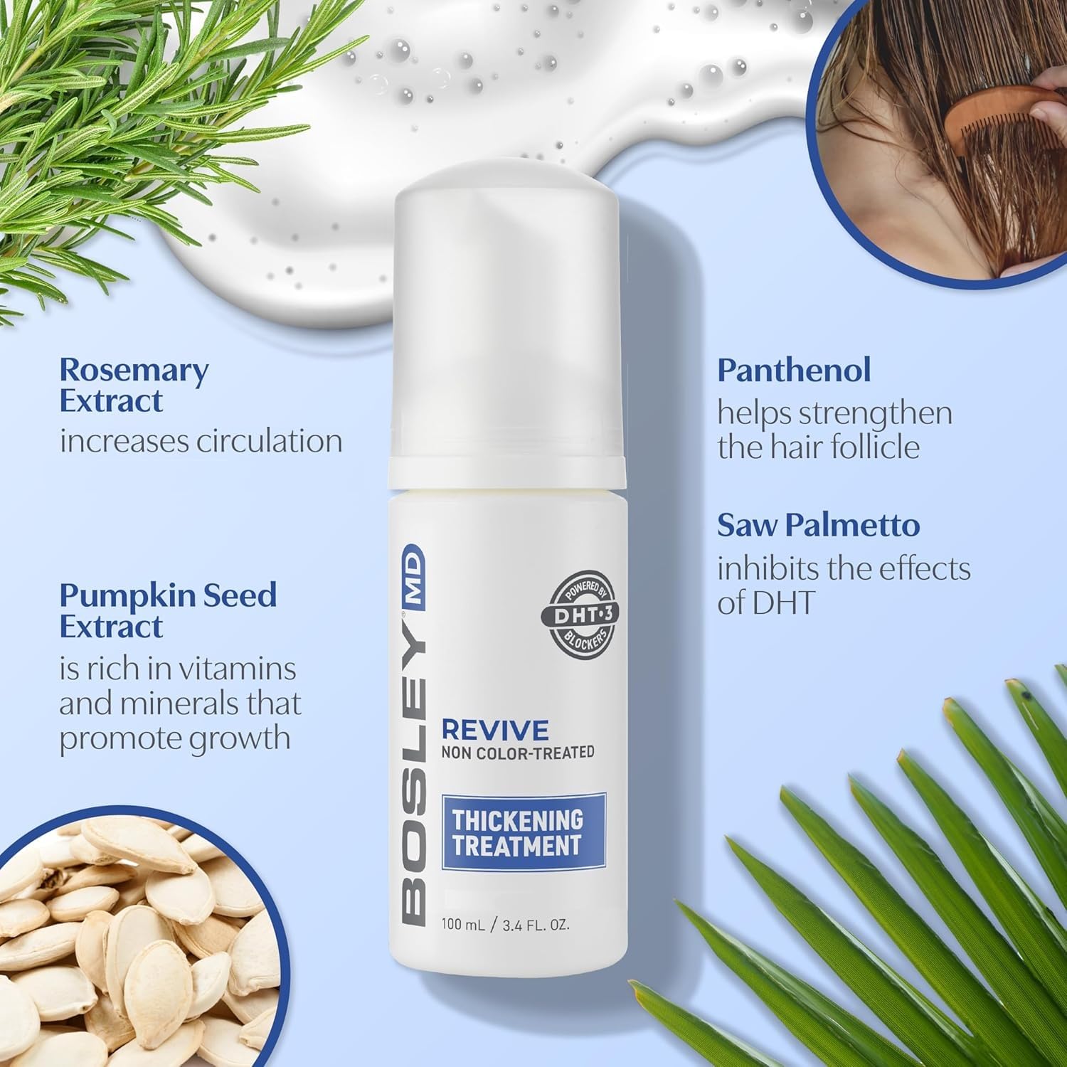 BosleyMD Thickening Treatment – soin pour cheveux non colorés et cuir chevelu rafraîchi