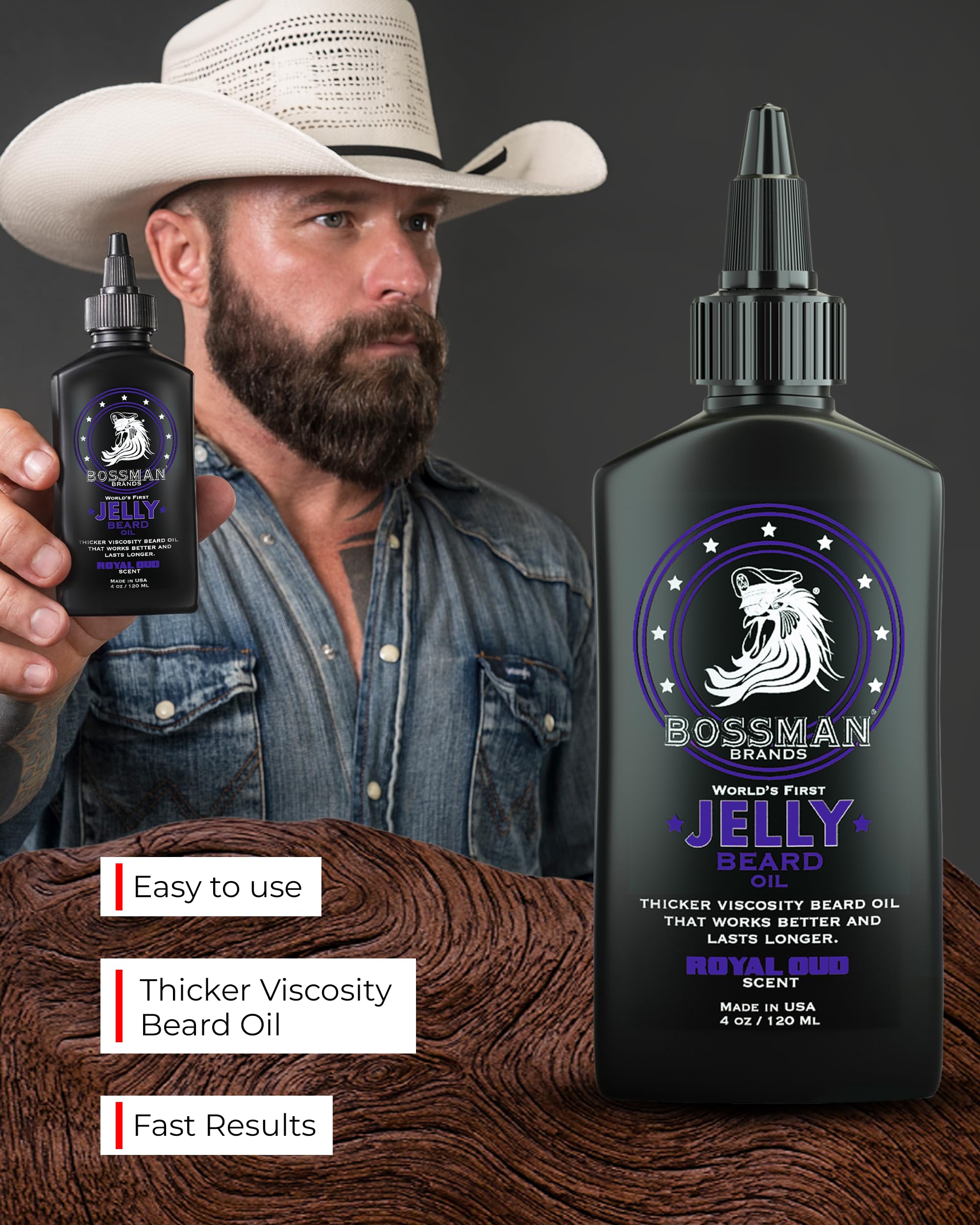 Bossman Gelée Barbe – parfum Oud royal, notes boisées et luxueuses.