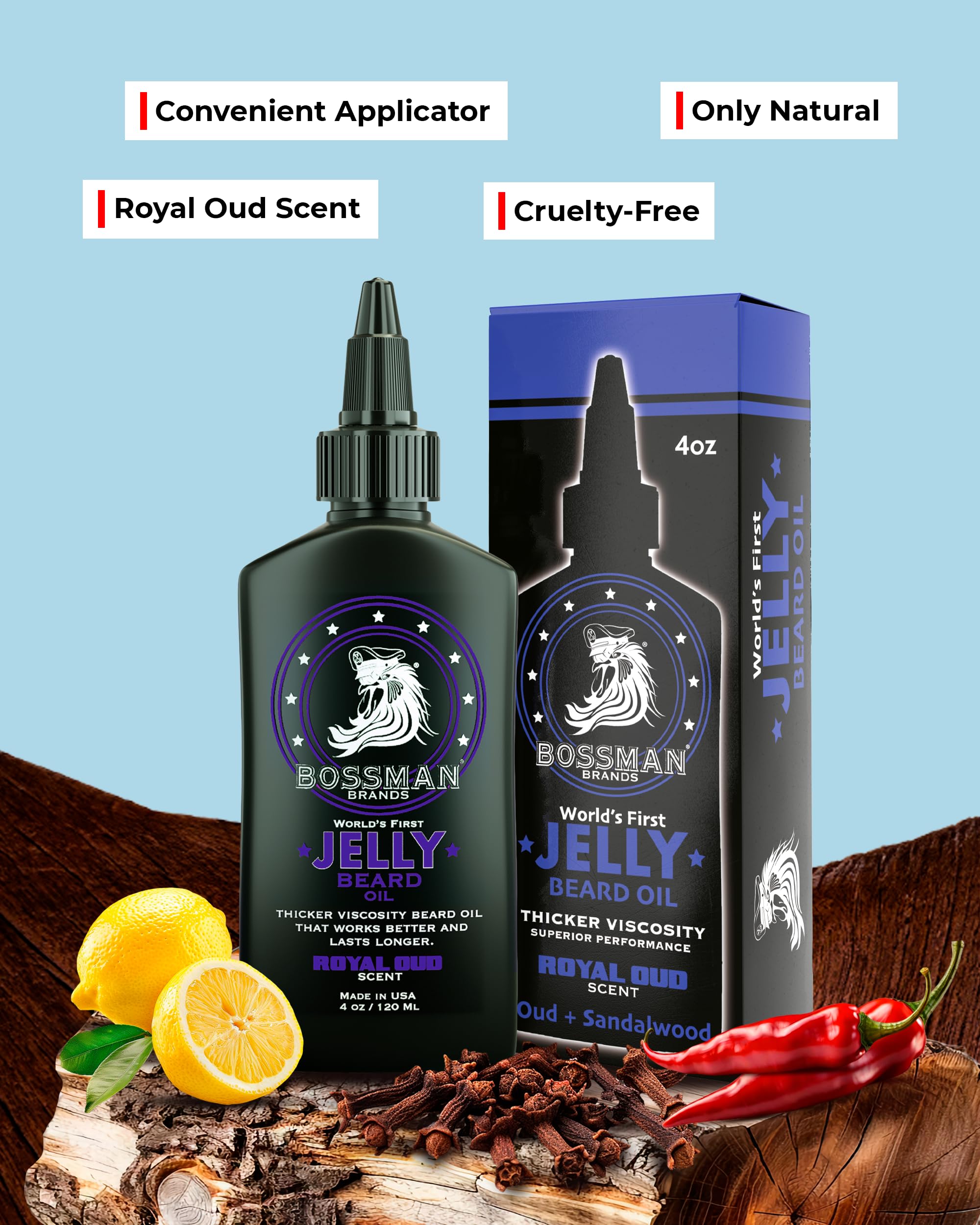 Bossman Gelée Barbe – ingrédients naturels, cire d’abeille, avocat et soja.
