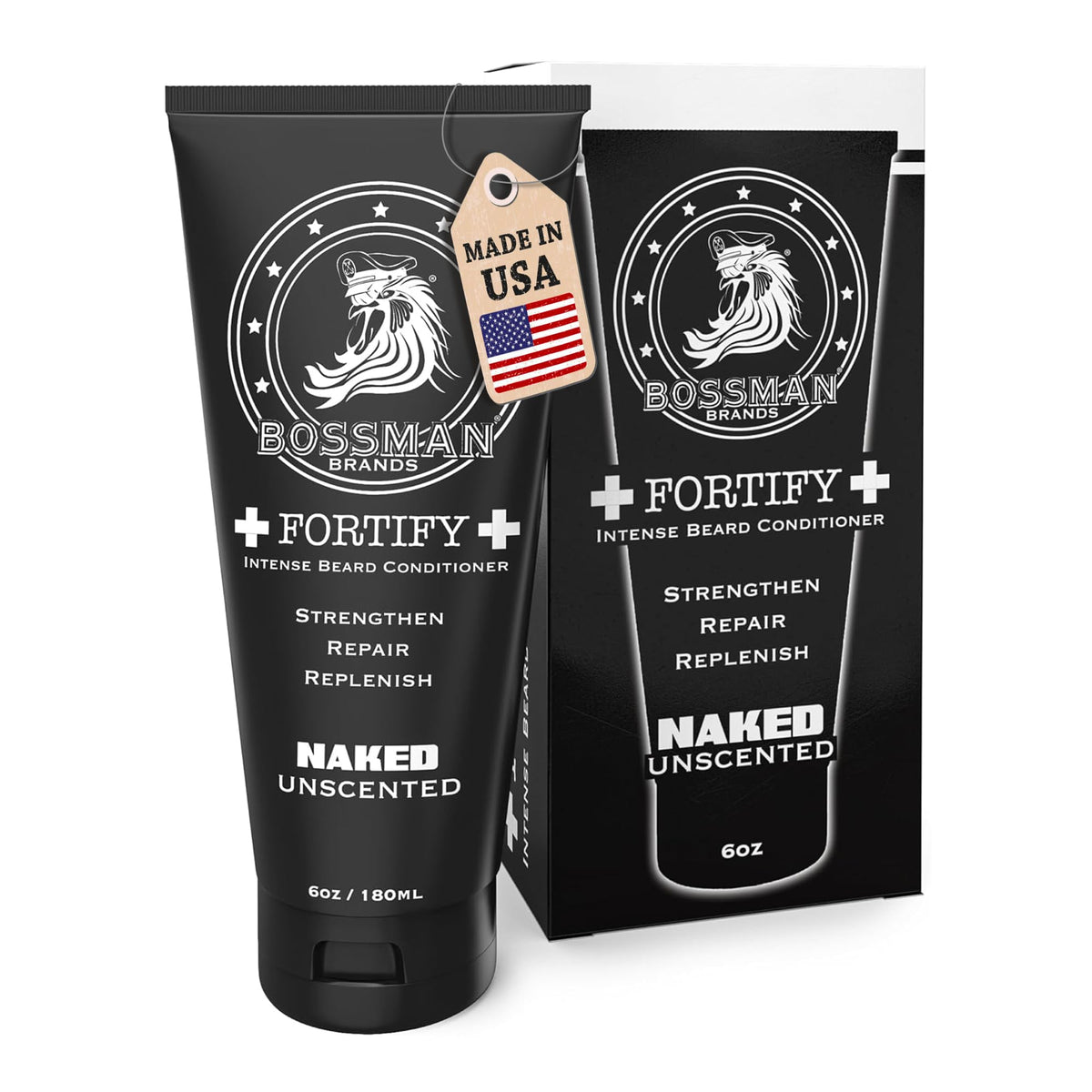 Bossman Fortify : bouteille et application facilitant l'hydratation en profondeur de la barbe.