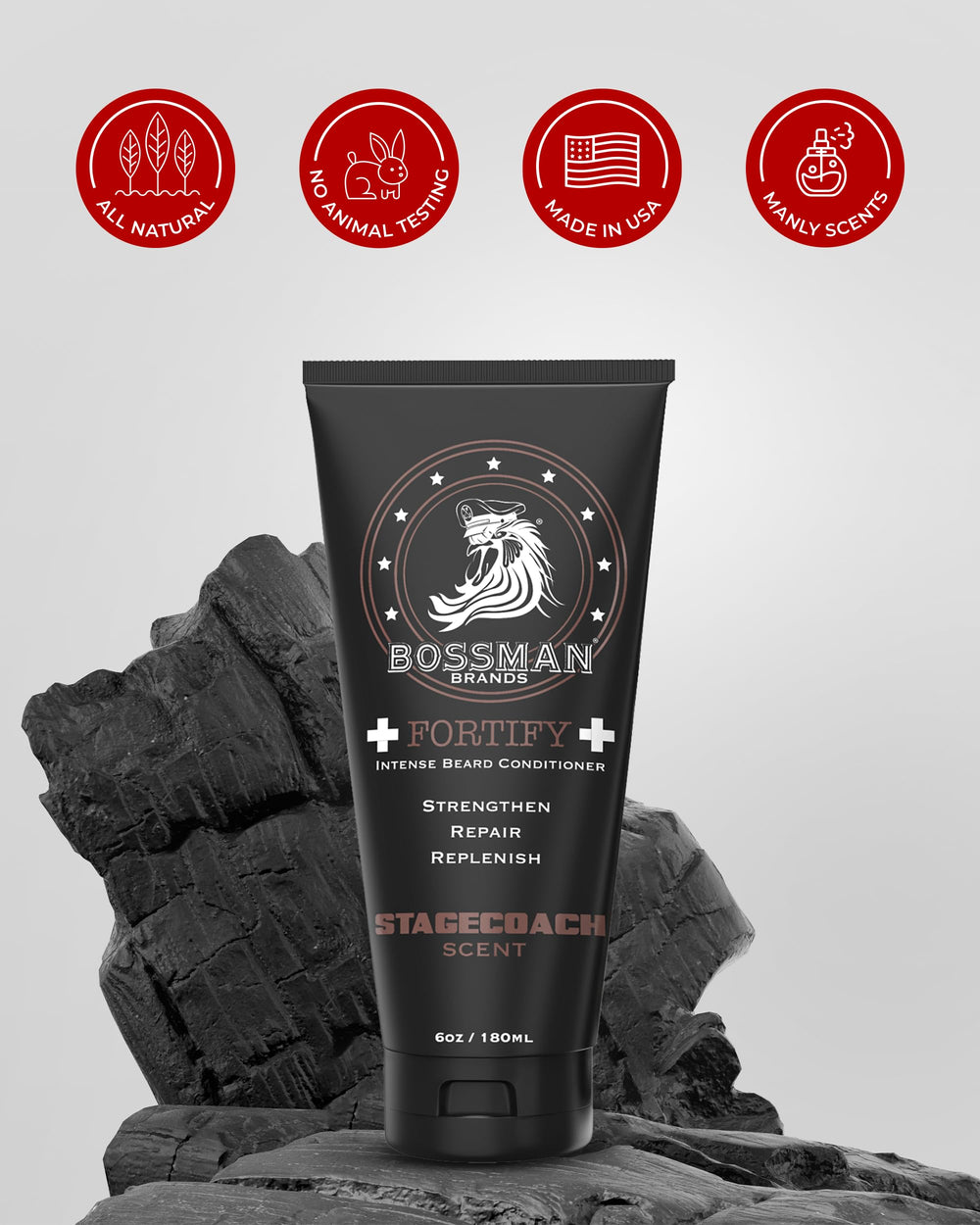Bossman Fortify Huile de jojoba – régénération légère et parfum Stagecoach.