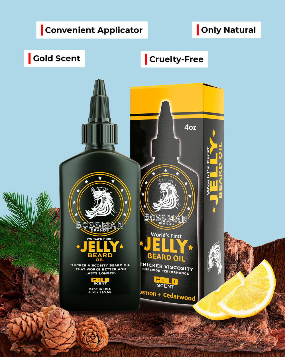Bossman gel barbe texture riche cire d abeille pour nourrir en profondeur.