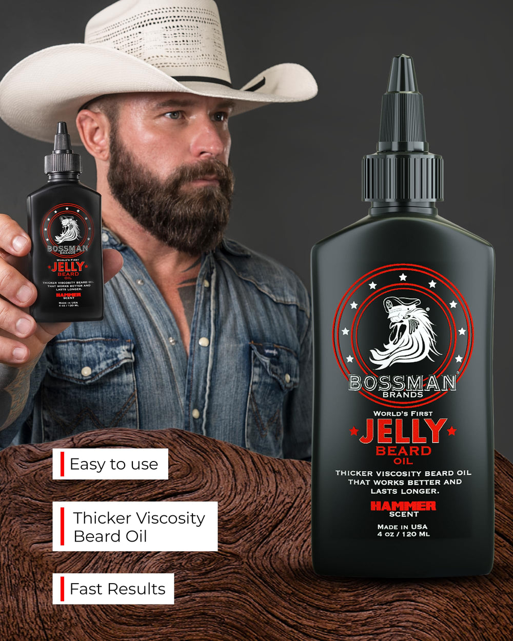 Ingrédients naturels Bossman Jelly pour hydrater les racines et nourrir les poils.