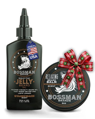 Bossman jelly beard oil bouteille montrant hydratation profonde.