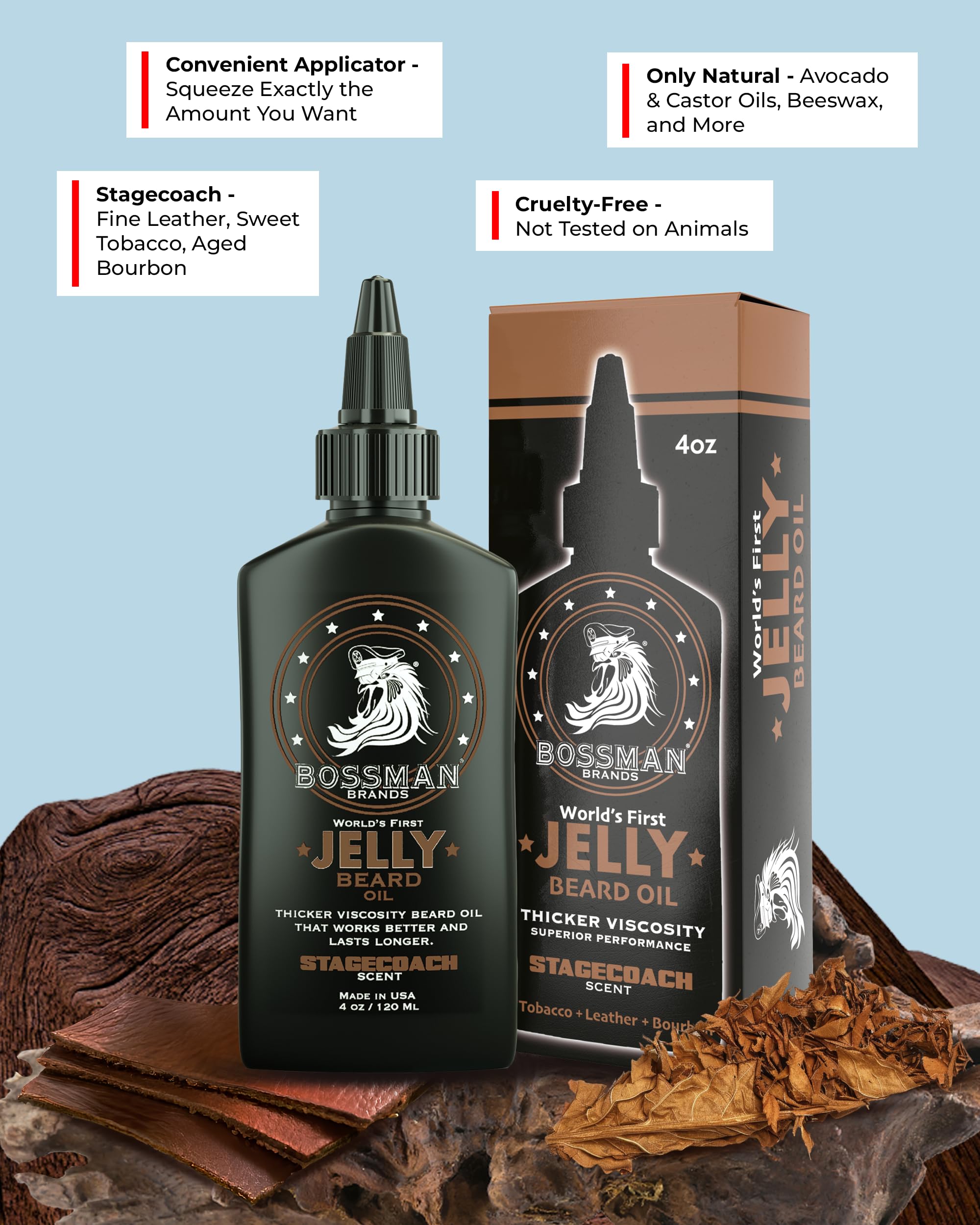 Gel adoucissant Bossman pour dompter et lisser la barbe.