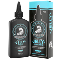 Flacon Bossman Jelly Barbe Oil Magic prêt à hydrater en profondeur.