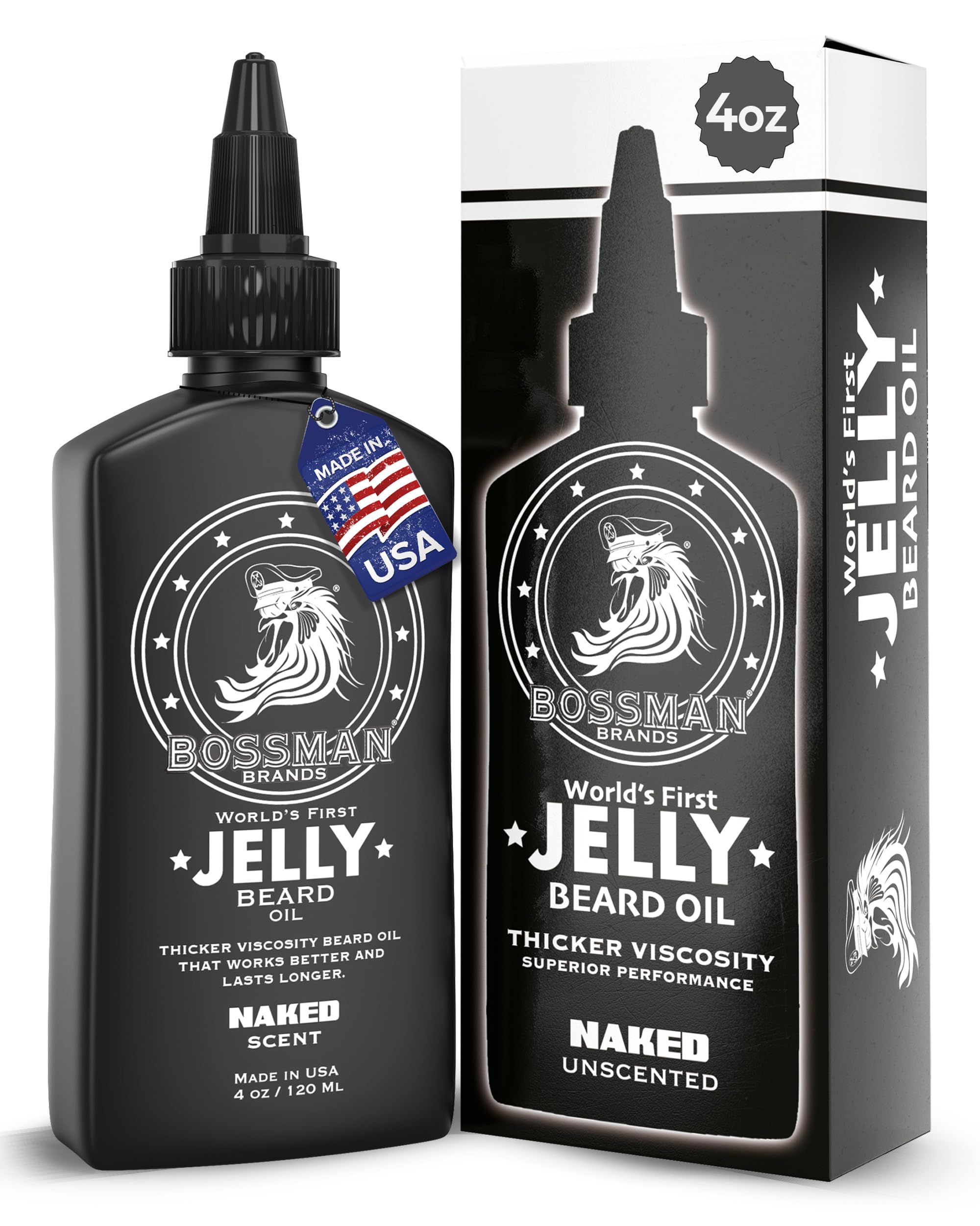 Bossman, bouteille 4 oz d'huile pour barbe prête à hydrater et nourrir la barbe.