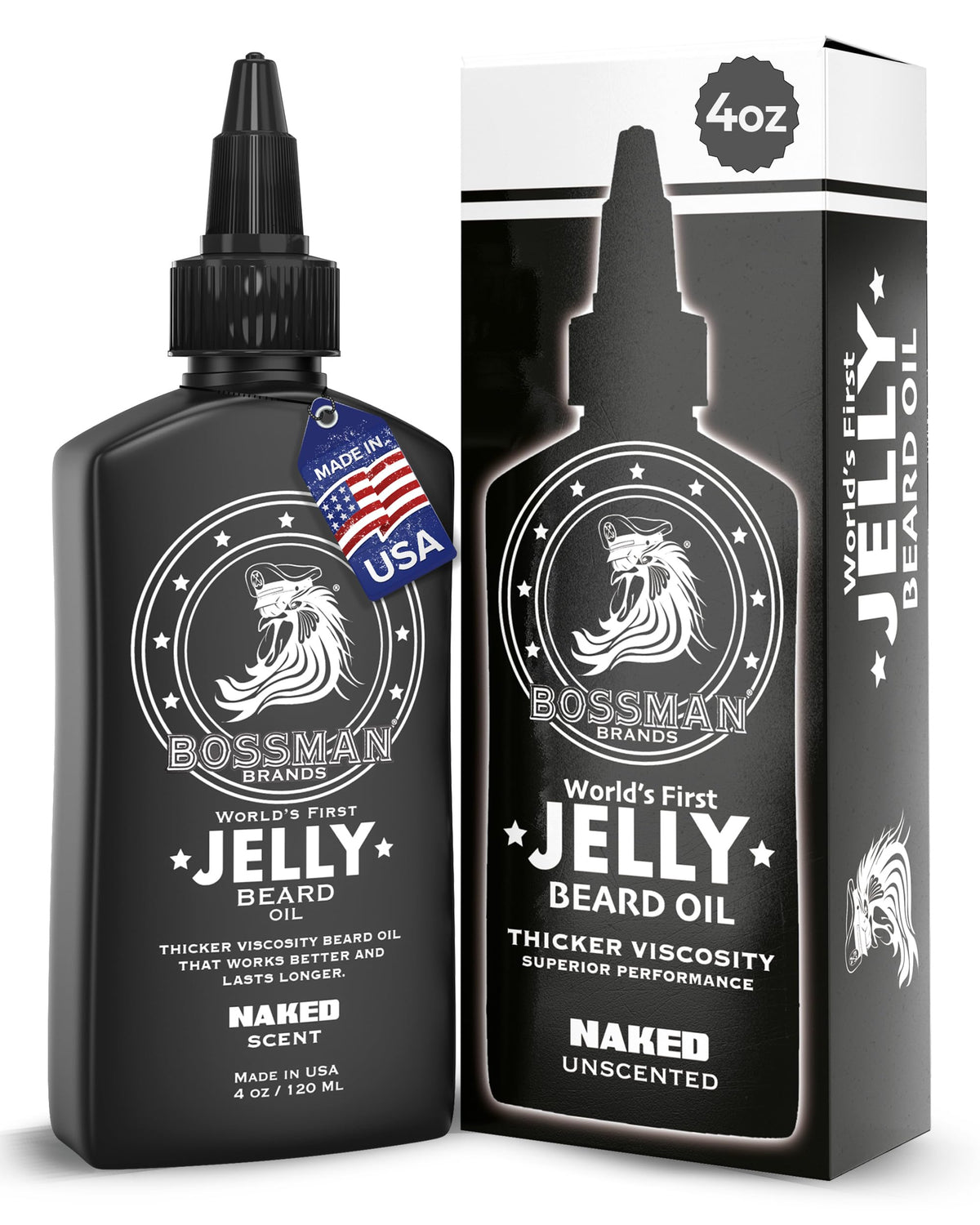 Bossman, bouteille 4 oz d'huile pour barbe prête à hydrater et nourrir la barbe.