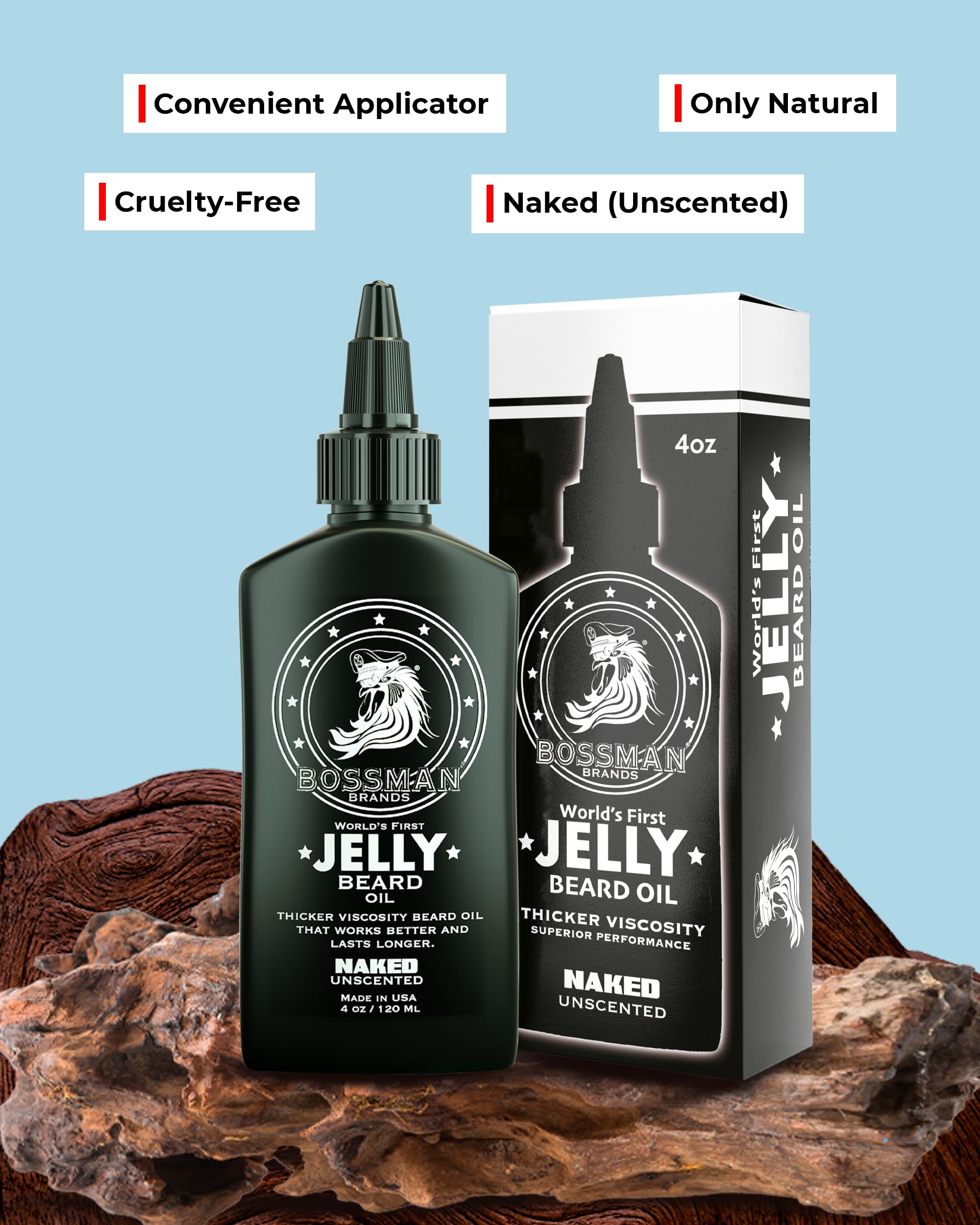 Bossman, texture gel dense montrant l'effet hydratant sur la barbe.