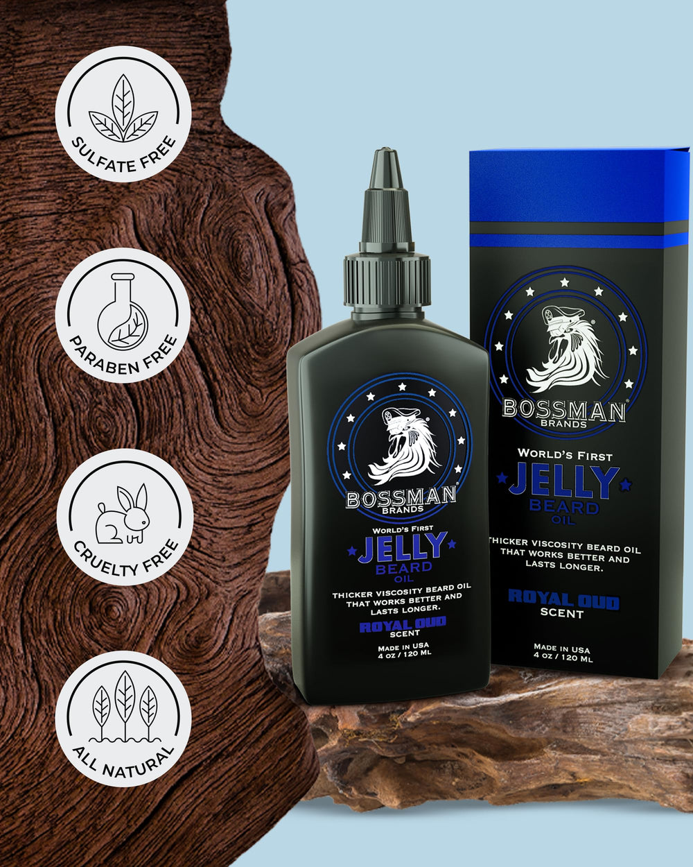 Bossman Gelée Barbe – fabriqué aux États-Unis, emballage de 4 oz.