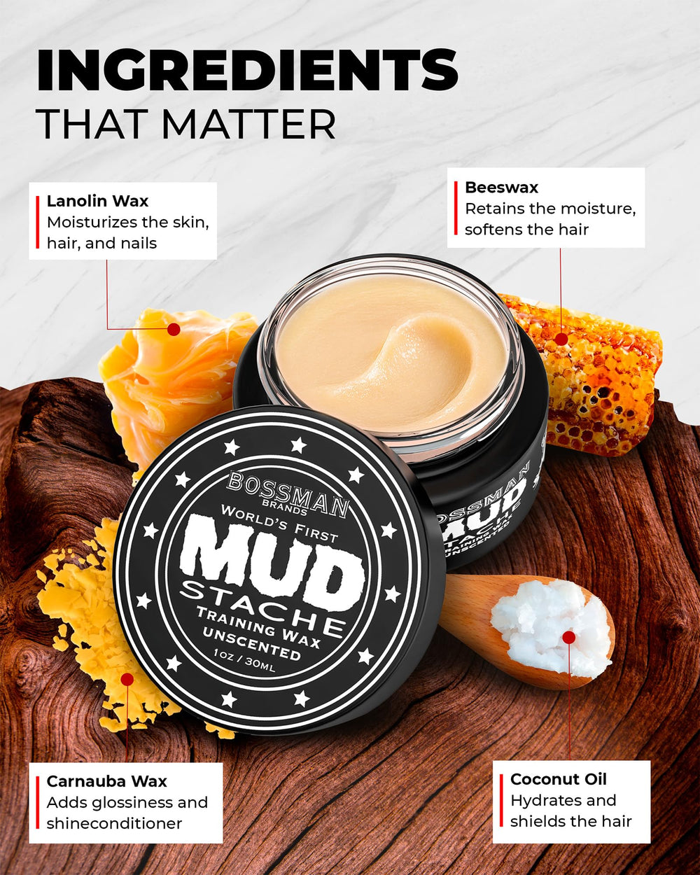 Bossman MUDstache application douce pour moustache sans effort.