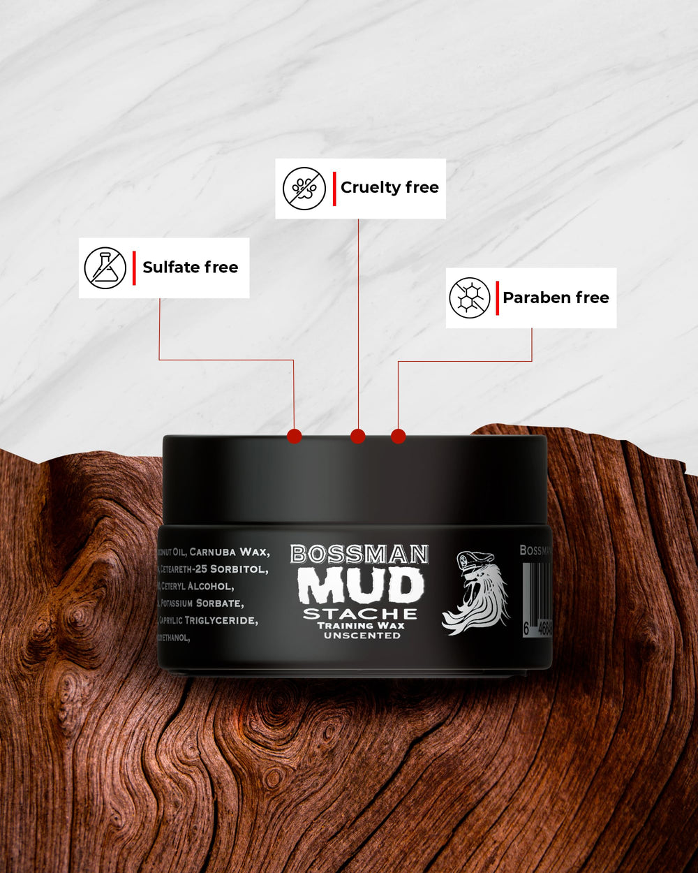 Bossman MUDstache tenue 24h pour un style fiable.