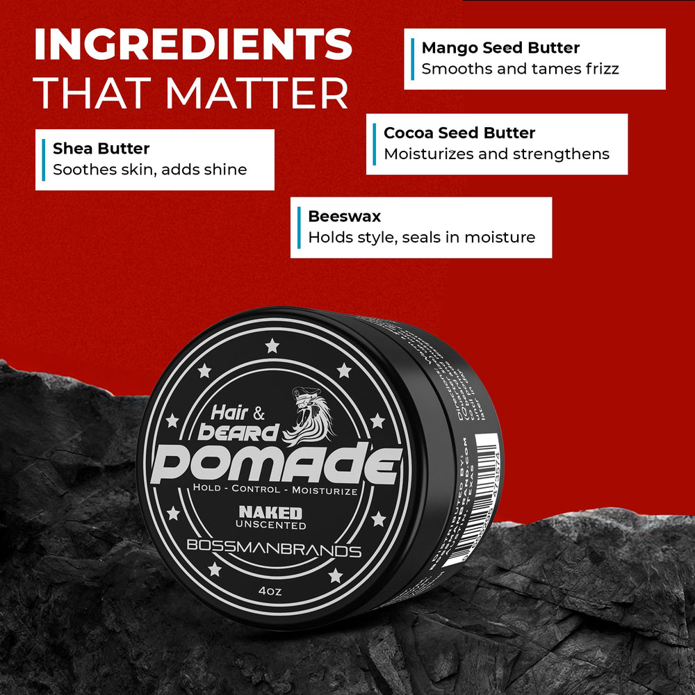 Application sur cheveux mouillés avec Bossman Naked pour hydrater et dompter.