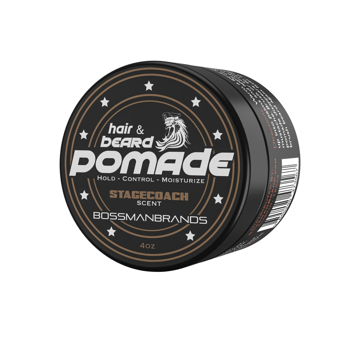 Bossman Stagecoach pomade - bouteille et etiquette visibles pour un style durable