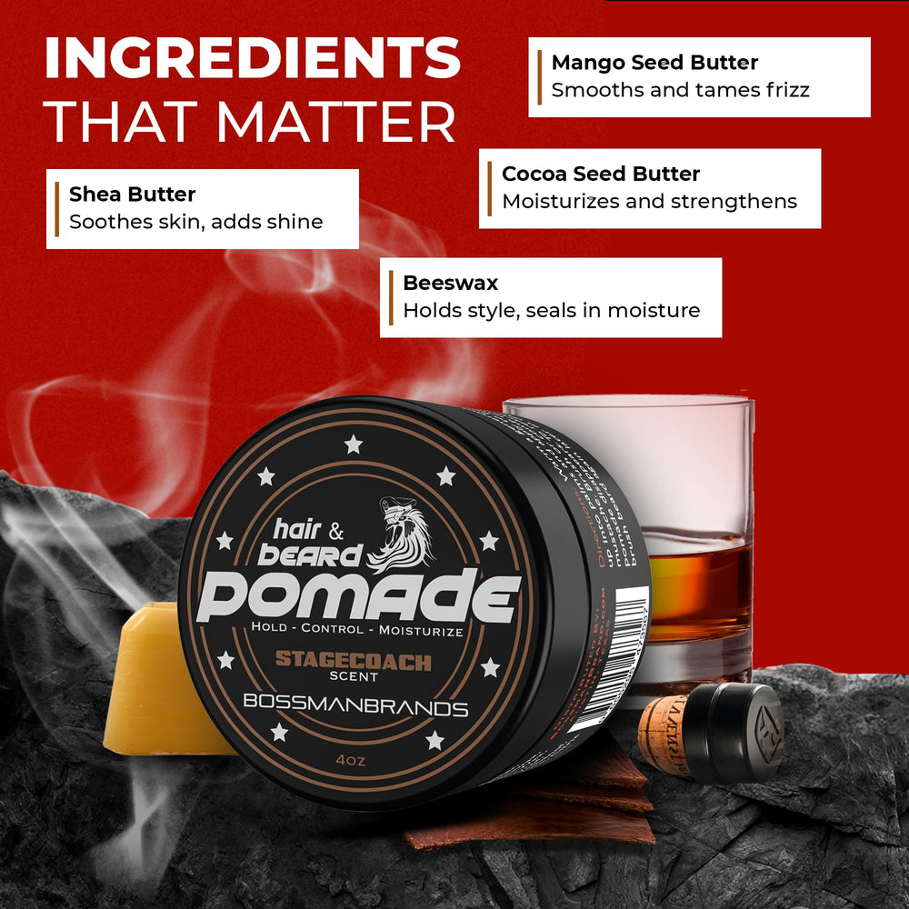 Bossman Stagecoach pomade - cheveux mouilles prets a modeler et hydrater