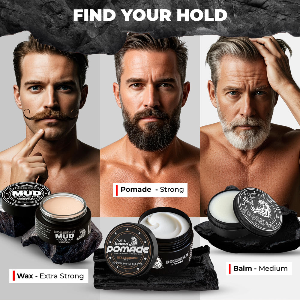 Bossman Stagecoach pomade - moustache soigne et controle pour l ensemble du visage