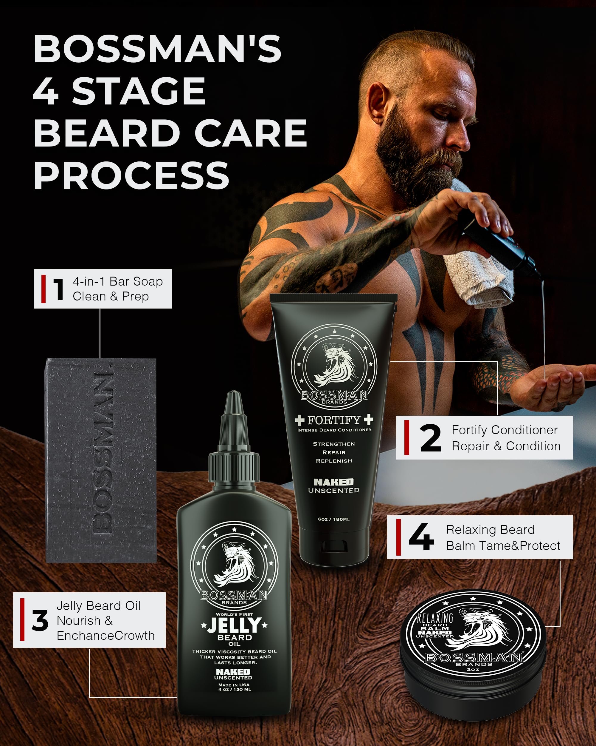 Bossman, gel nourrissant qui assouplit et hydrate la barbe en profondeur.