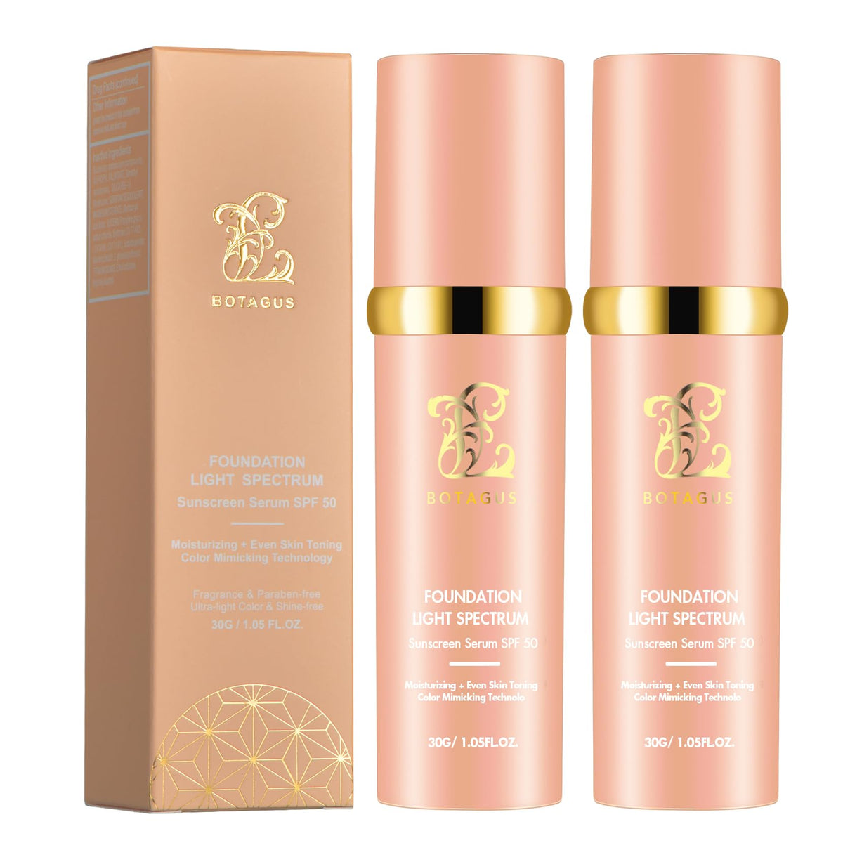 Botagus Foundation 4 en 1 – bouteille lumineuse avec protection SPF50 pour l'extérieur