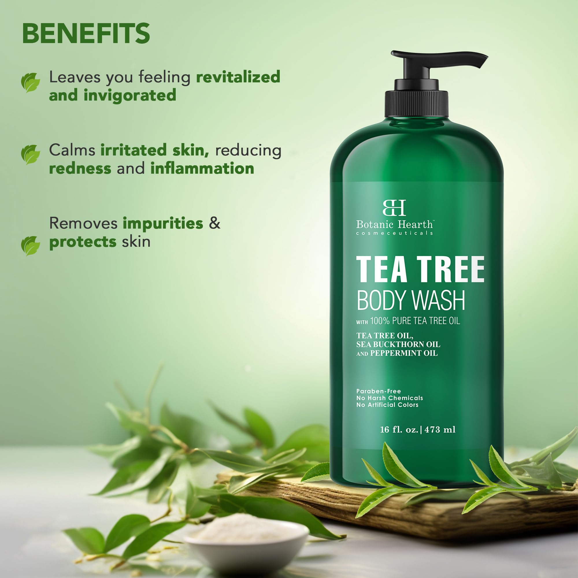 Botanic Hearth Gel Douche Arbre à Thé – texture mousse qui fait mousser doucement