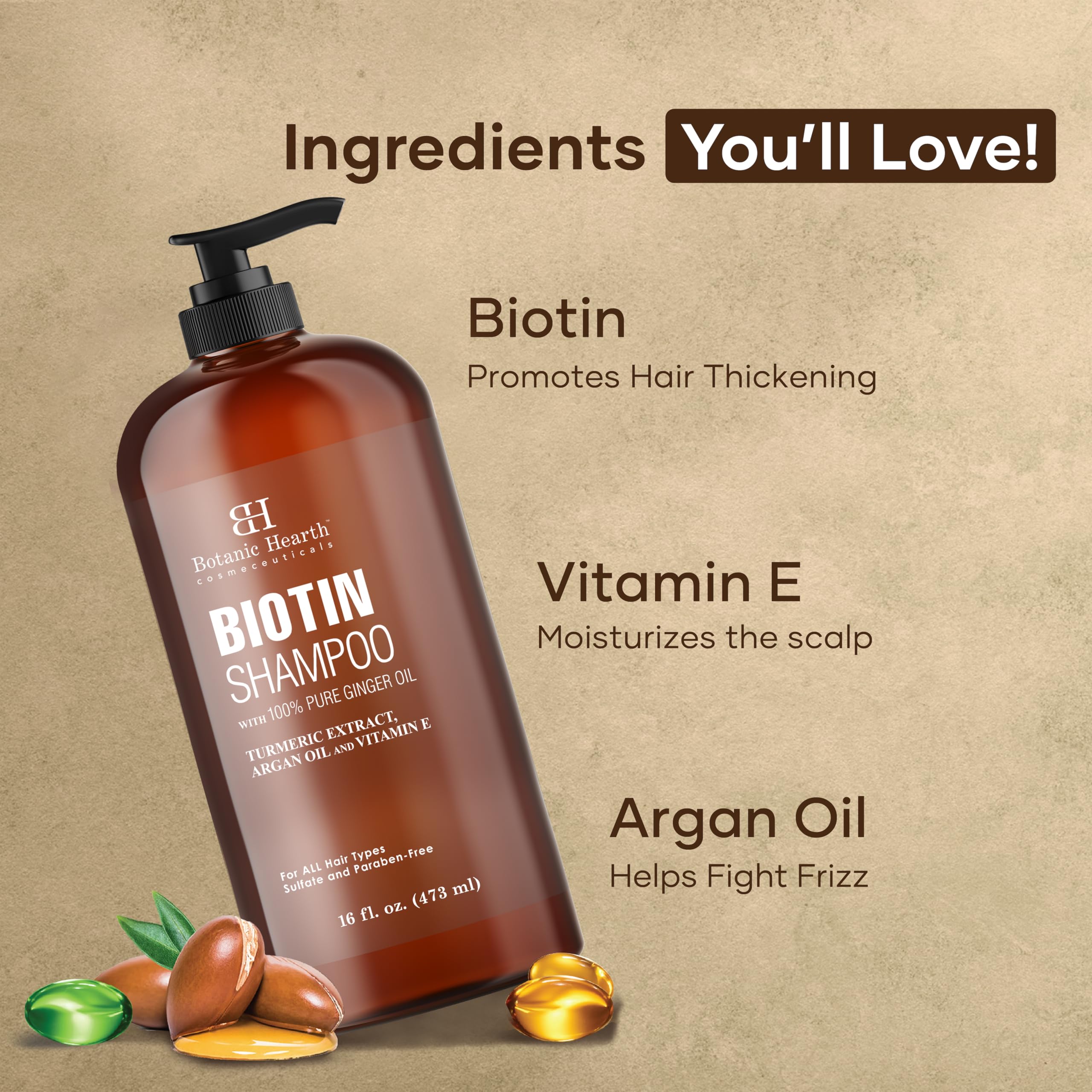 Botanic Hearth Biotin Shampoing Gingembre Pur – cuir chevelu sain et parfum frais