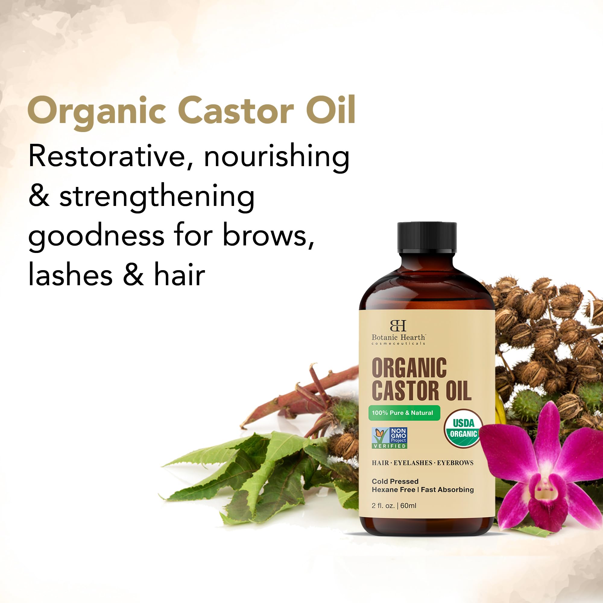 Botanic Hearth huile castor - cheveux brillants et effet naturel.